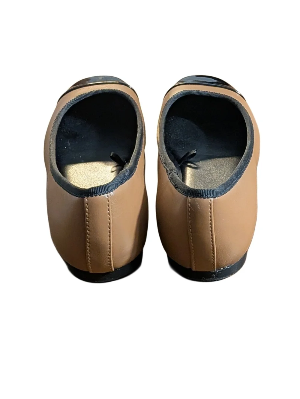 Nine West WTELAND3 Womens Flats Size 7 Pecan Tan Black Cap Toe Ballet Shoes